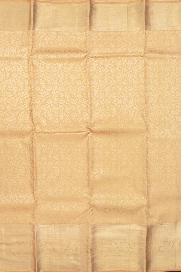 Kanchipuram Silk Saree In Brown With Floral Design