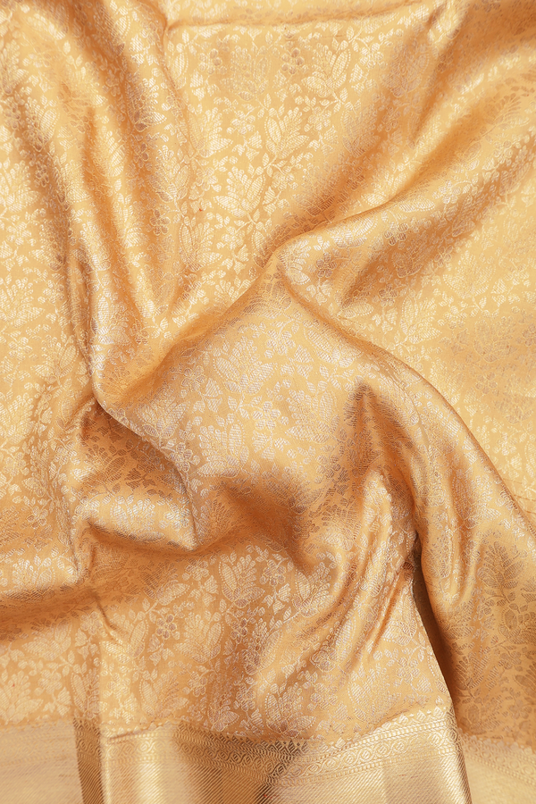 Kanchipuram Silk Saree In Brown With Floral Design