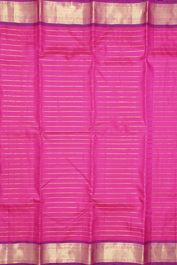 Kanchipuram Silk Saree In Magenta With Stripes Design