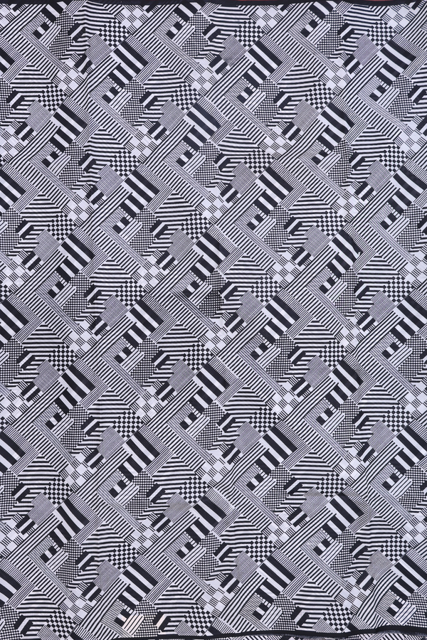 Printed Silk Saree In White With Geometric Design