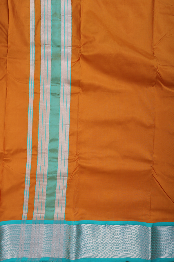 Contrast Border Brown Silk Dhoti With Angavastram Set