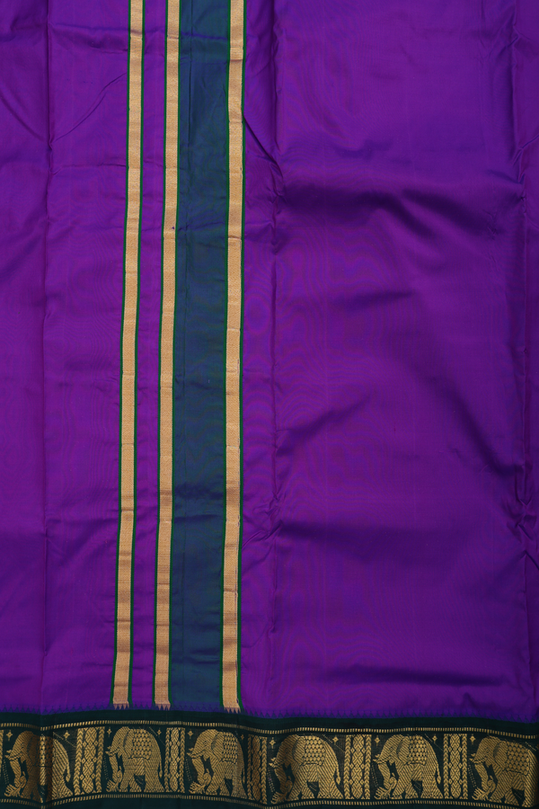 Elephant Border Purple Silk Dhoti With Angavastram Set