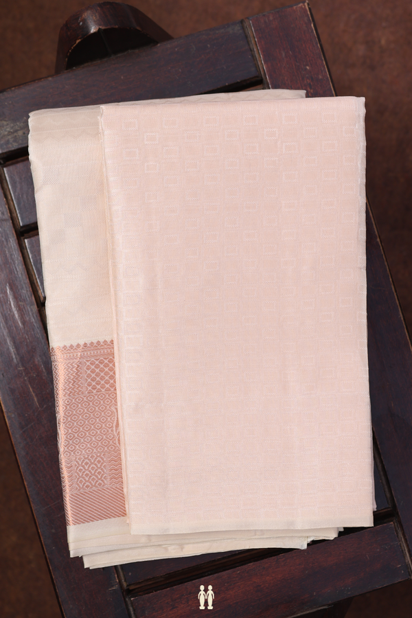 Zari Border Pale Pink Silk Dhoti With Shirt Material