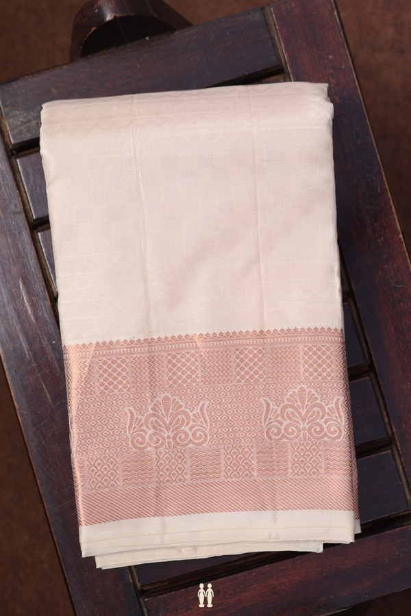 Zari Border Pale Pink Silk Dhoti With Shirt Material