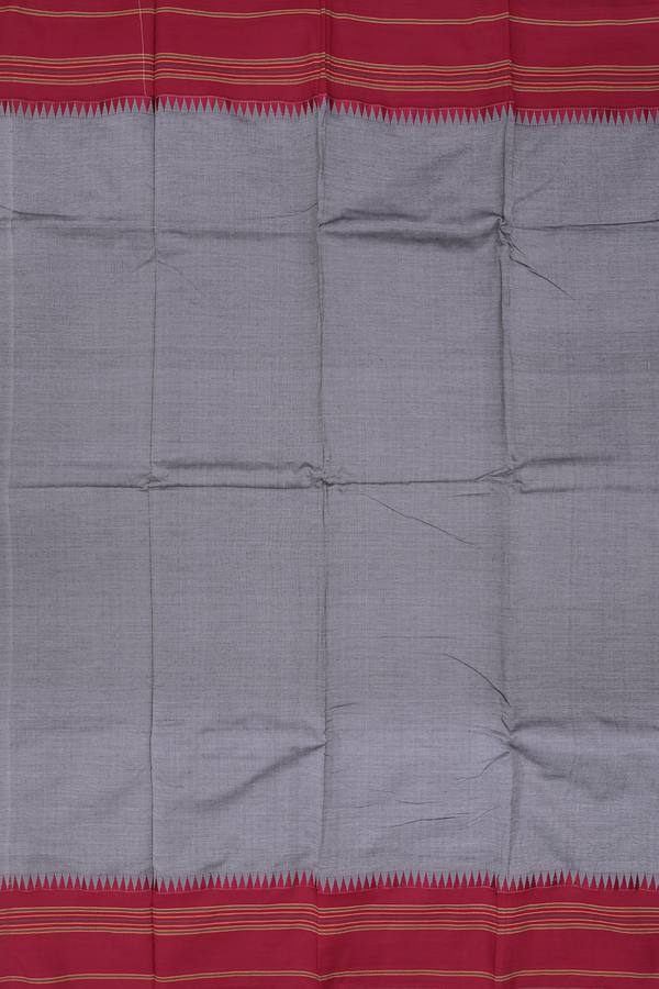 Dharwad Cotton Saree In Grey With Contrast Border