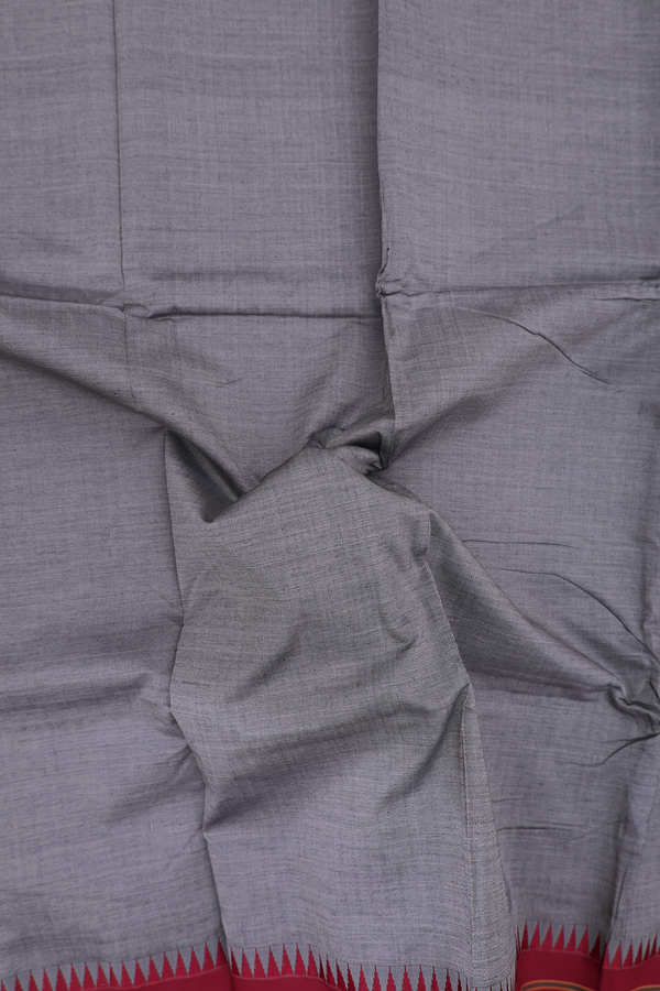 Dharwad Cotton Saree In Grey With Contrast Border