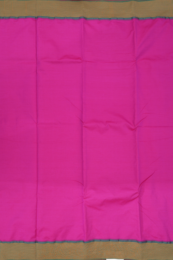 Dharwad Cotton Saree In Magenta With Checks Border