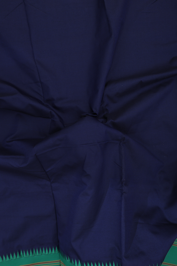 Dharwad Cotton Saree In Navy Blue With Contrast Border