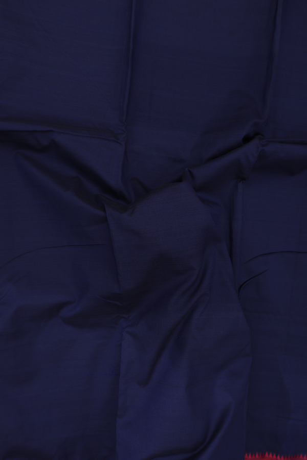 Dharwad Cotton Saree In Navy Blue With Contrast Border