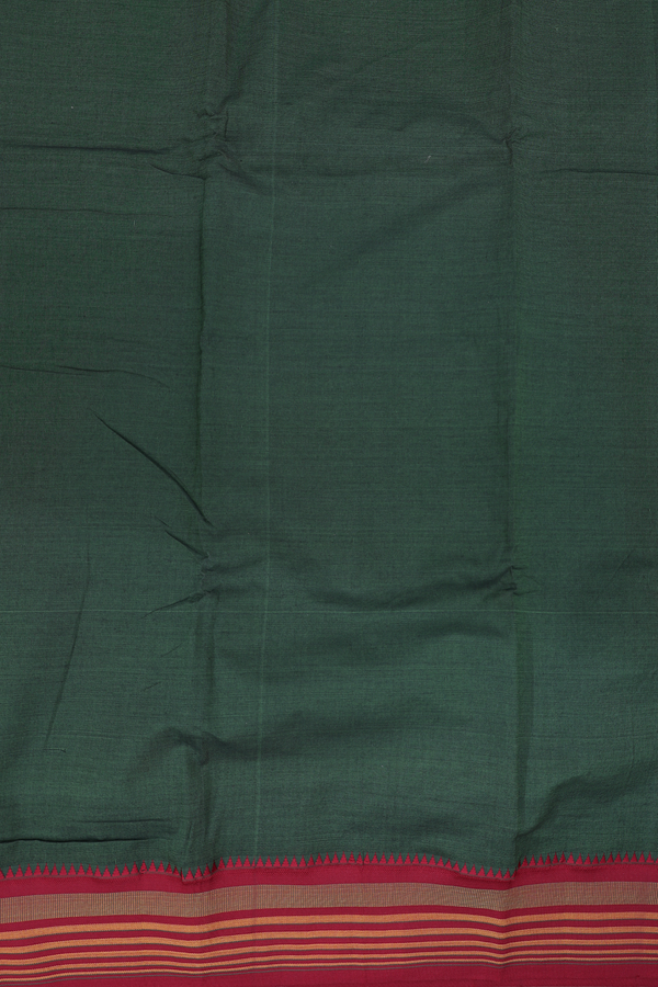 Dharwad Cotton Saree In Leaf Green With Contrast Border