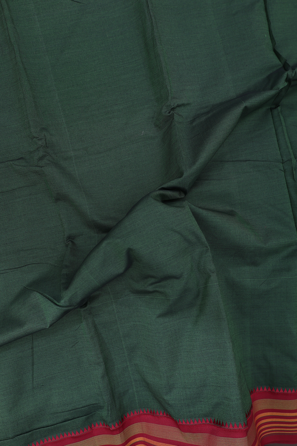 Dharwad Cotton Saree In Leaf Green With Contrast Border