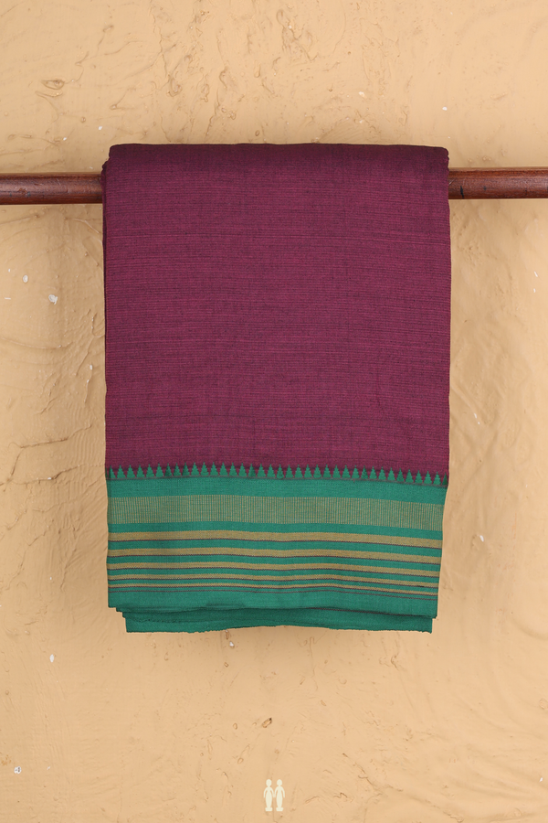 Dharwad Cotton Saree In Purple With Contrast Border