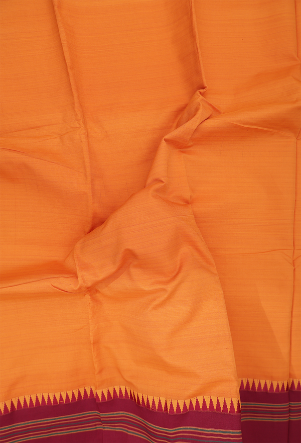 Dharwad Cotton Saree In Royal Orange With Contrast Border