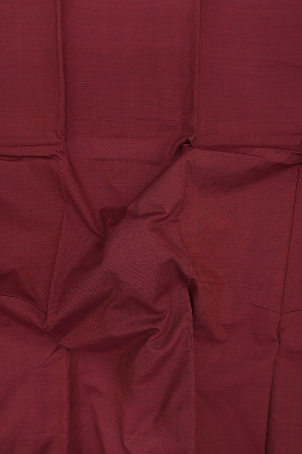 Dharwad Cotton Saree In Rust Brown With Contrast Border