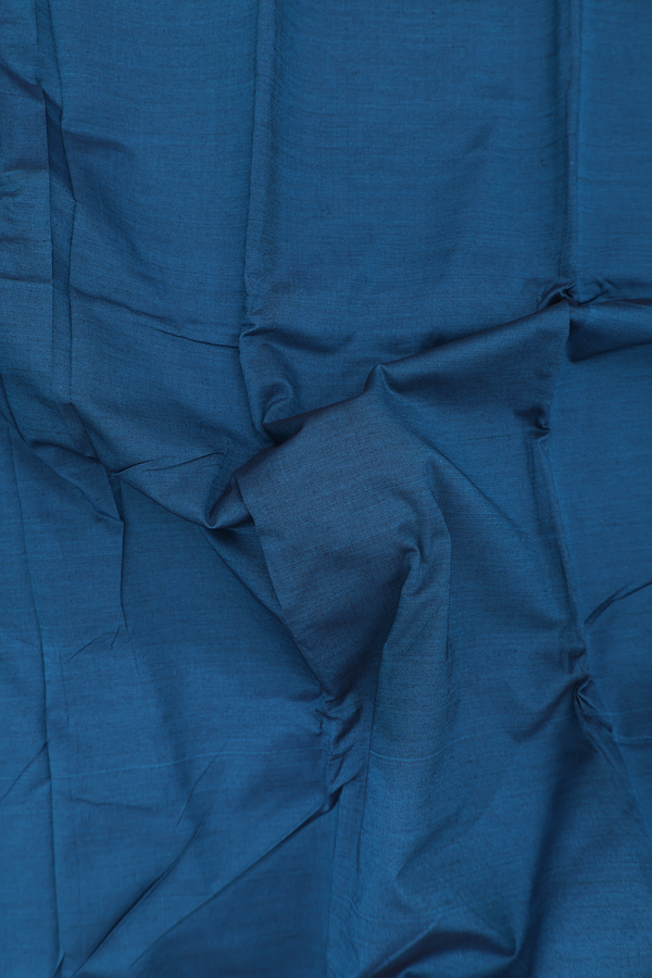 Dharwad Cotton Saree In Teal Blue With Contrast Border