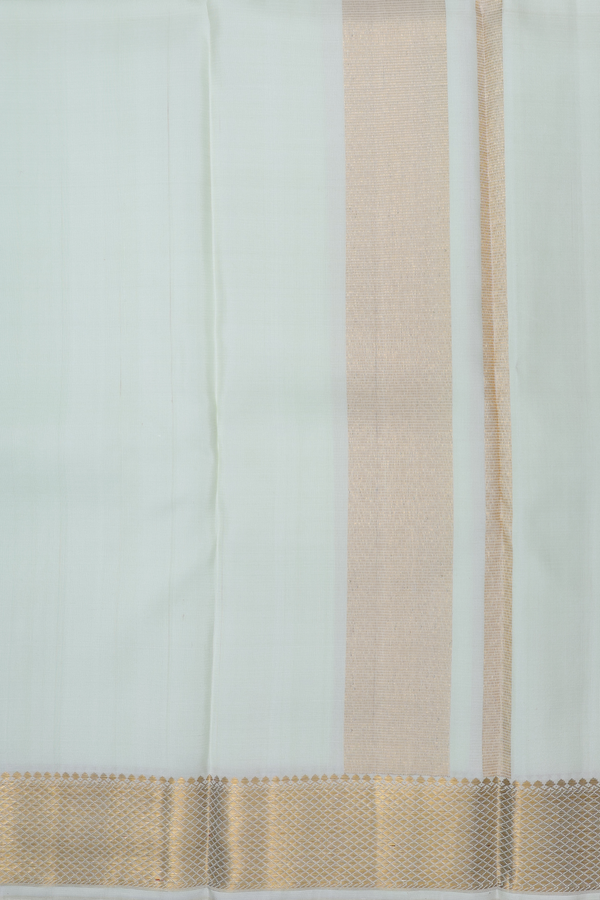 Diamond Border Pale Green Silk Dhoti With Shirt Material