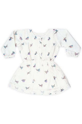 Pintuck Detail With Elastic Sleeve Infant Dress