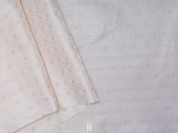 Floral Design Ivory Kanchipuram Silk Blouse Material