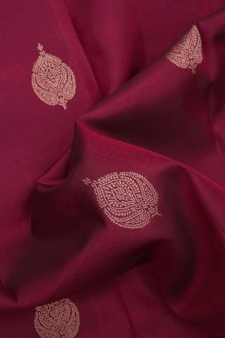 Floral Zari Motifs Berry Red Kanchipuram Silk Saree