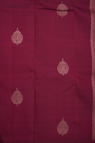 Floral Zari Motifs Berry Red Kanchipuram Silk Saree