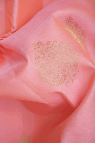 Floral Zari Motifs Blush Pink Kanchipuram Silk Saree