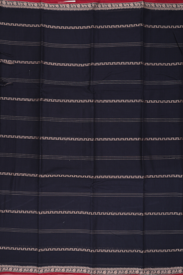 Gadwal Cotton Saree In Black With Stripes Design