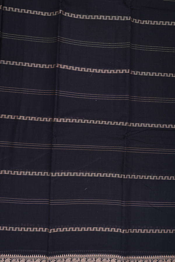 Gadwal Cotton Saree In Black With Stripes Design