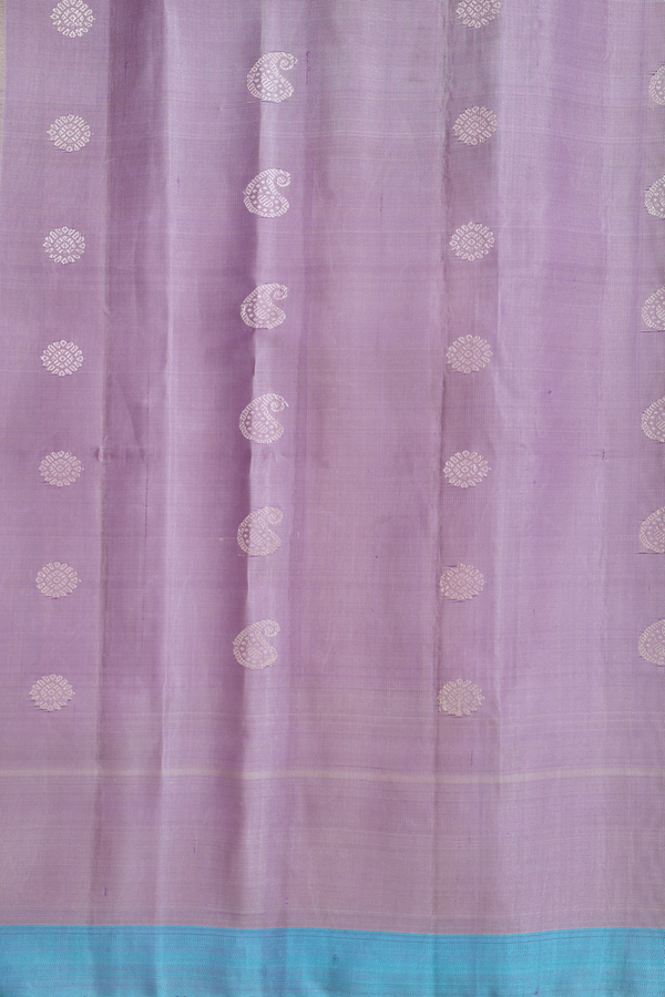 Gadwal Silk Saree In Pastel Brown With Threadwork Buttas