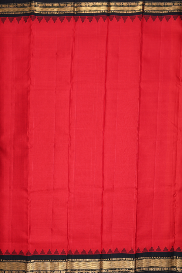 Gadwal Silk Saree In Scarlet Red With Contrast Border