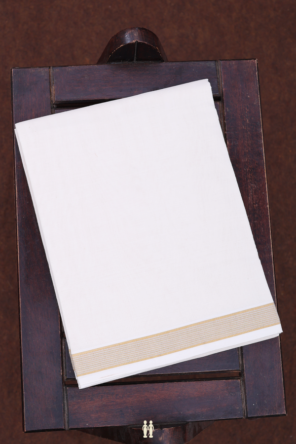 Zari Border White Cotton Dhoti