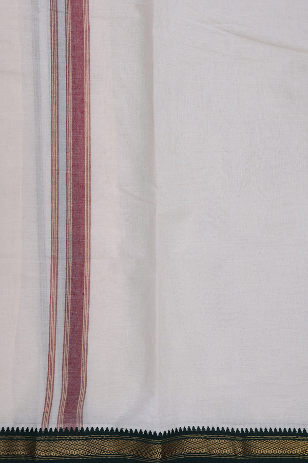 Ganga Jamuna Border White Cotton Velcro Dhoti
