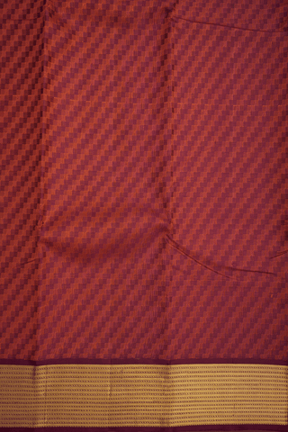 Geometric Threadwork Design Brick Red Kanchipuram Silk Saree