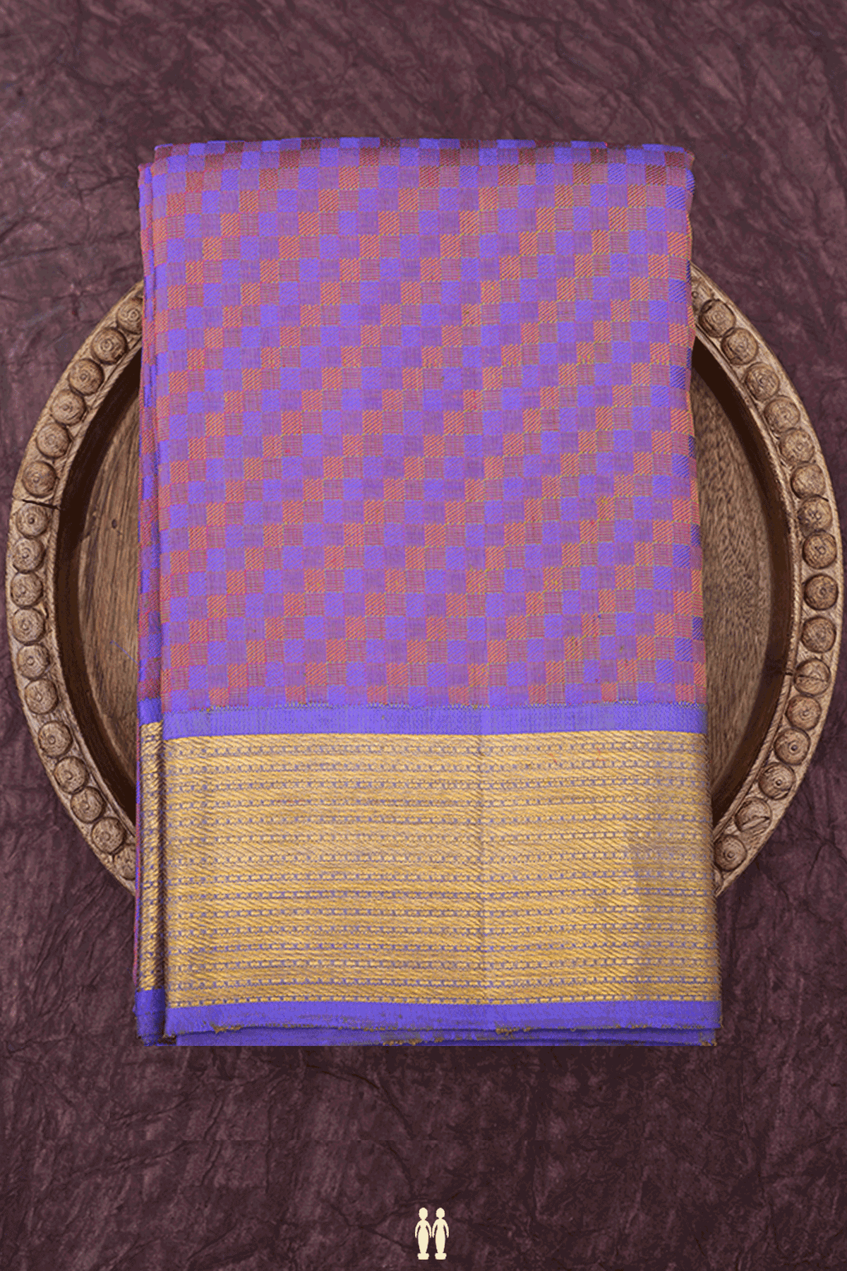 Geometric Threadwork Design Dual Tone Kanchipuram Silk Saree