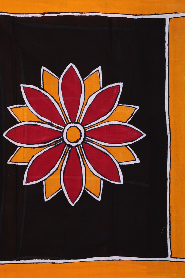 Handloom Cotton Saree In Red With Hand Painted Design