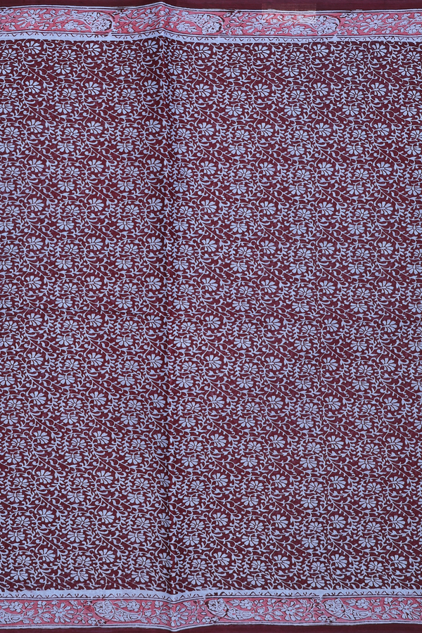 Hyderabad Cotton Saree In Brown With Printed Design