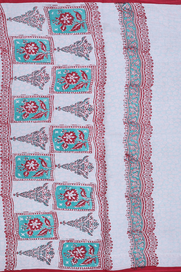 Hyderabad Cotton Saree In Dusty Green With Floral Design