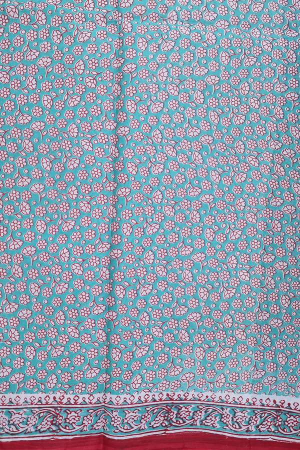 Hyderabad Cotton Saree In Dusty Green With Floral Design