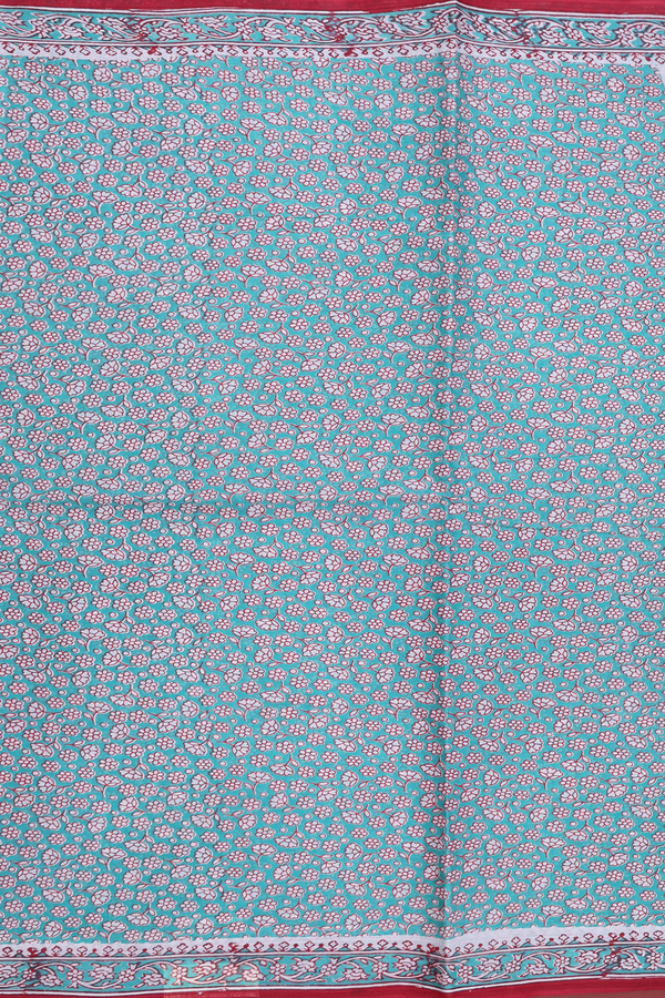 Hyderabad Cotton Saree In Dusty Green With Floral Design