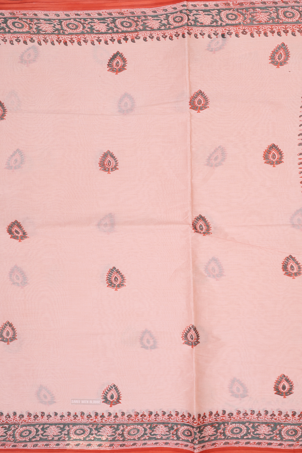 Hyderabad Cotton Saree In Orange With Printed Buttas