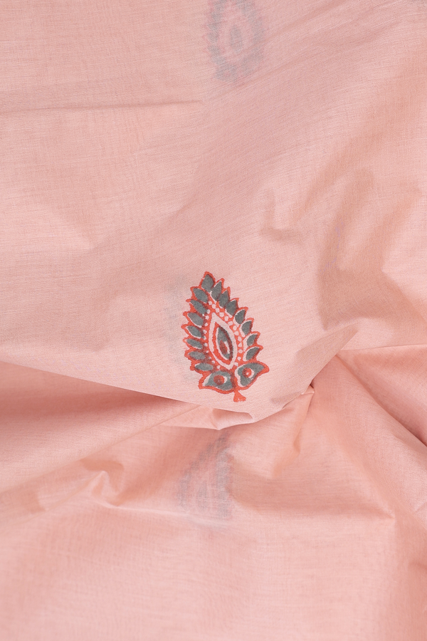 Hyderabad Cotton Saree In Orange With Printed Buttas