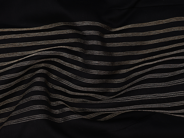 Boat Neck With Stripes Design Black Chanderi Readymade Blouse