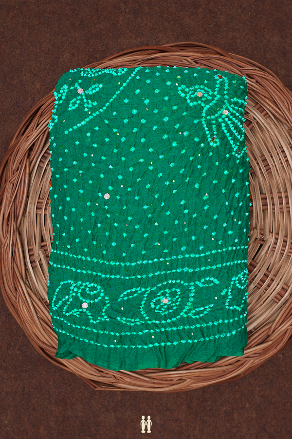 Bandhani Silk Saree In Pine Green With Tie And Dye Design