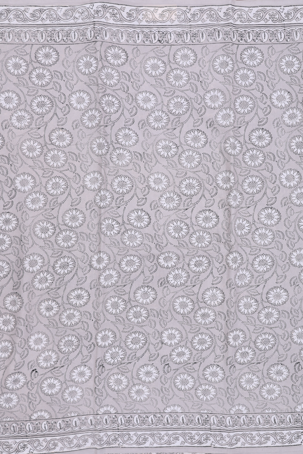 Jaipur Cotton Saree In Grey With Floral Design