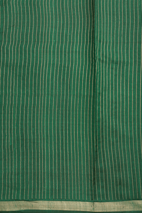 Jute Saree In Forest Green With Threadwork Buttas