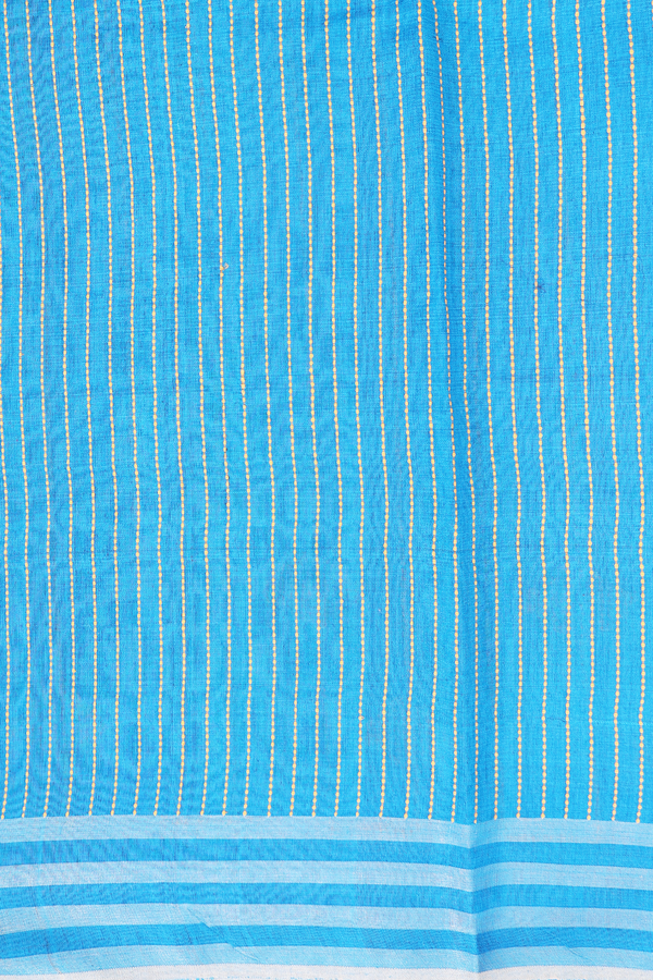 Jute Saree In Ochre Orange With Threadwork Design