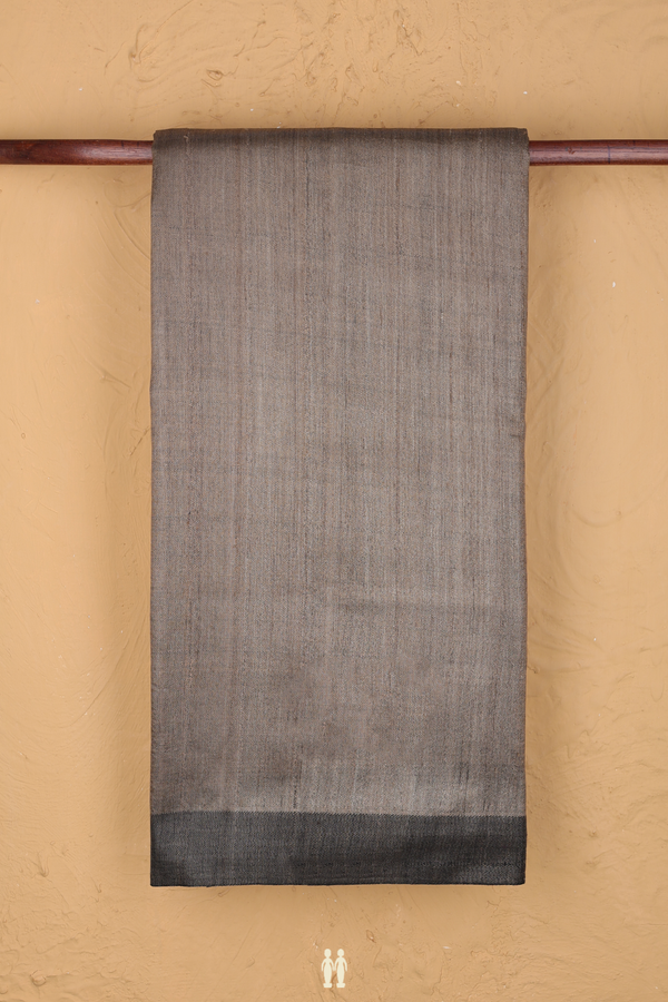 Jute Saree In Plain Brown With Contrast Border