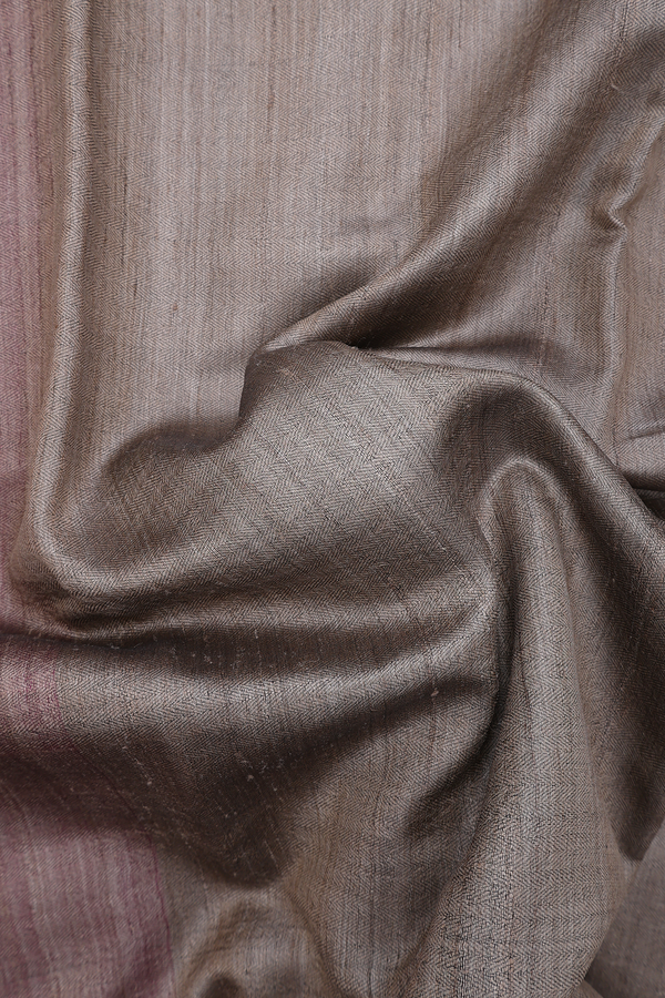 Jute Saree In Plain Brown With Contrast Border