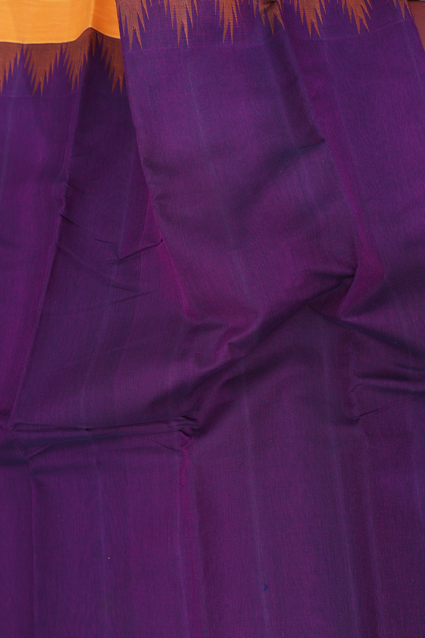 Kanchi Cotton Saree In Grape Purple With Temple Border