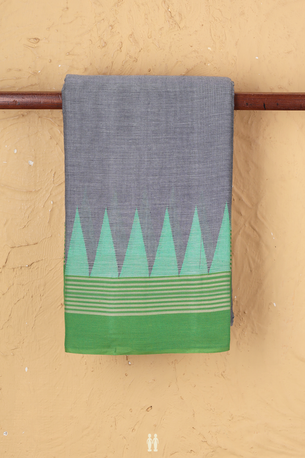 Kanchi Cotton Saree In Grey With Contrast Border