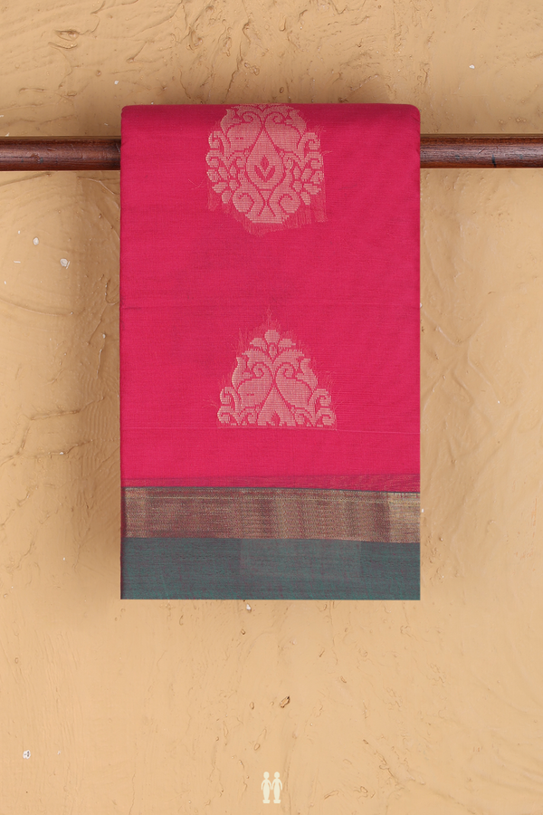Kanchi Cotton Saree In Pink With Threadwork Motifs